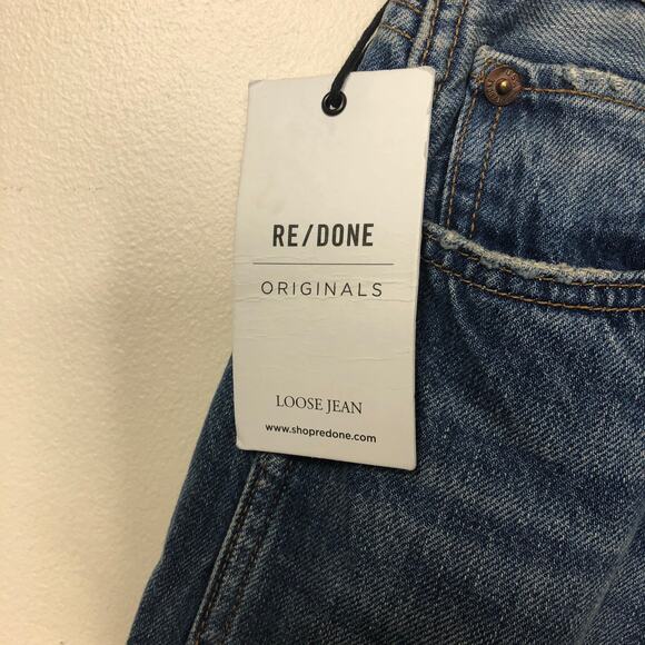 RE/DONE High Rise Straight Leg Loose Fit Button Fly 90's Jeans Vintage Indigo 30 - Picture 6 of 13